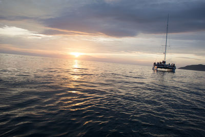 Scenic view of sea against cloudy sky