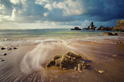 Scenic view of beach against sky