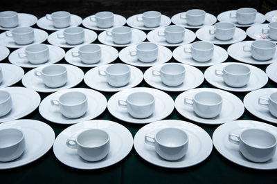 High angle view of empty glasses on table