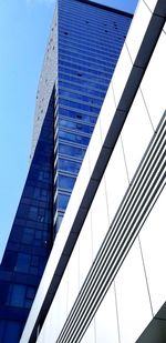 Low angle view of modern building against clear sky