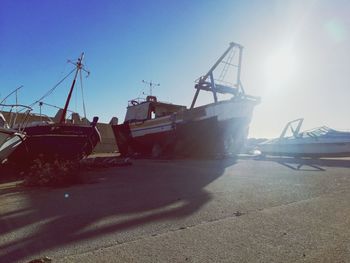 Commercial dock against clear sky