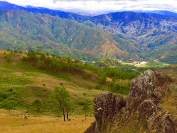 Scenic view of lake and mountains