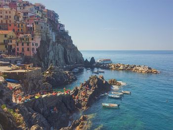 Scenic view of sea against clear sky