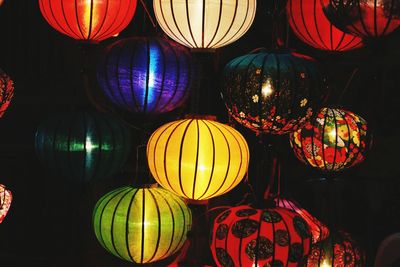 Low angle view of lanterns hanging in row