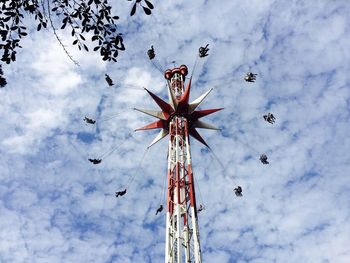 Low angle view of ferris wheel against cloudy sky