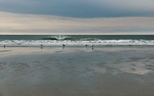 Scenic view of sea against cloudy sky