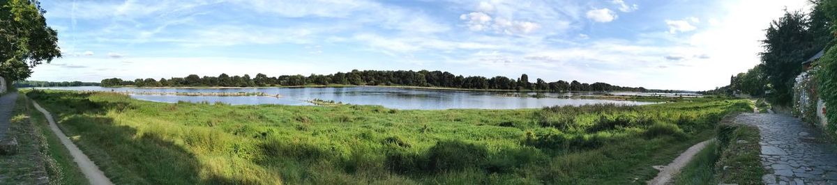 Panoramic view of lake against sky