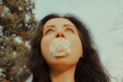 Close-up portrait of a beautiful young woman