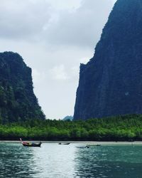 Boat sailing in sea