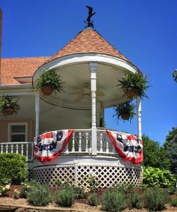 Low angle view of built structure against blue sky