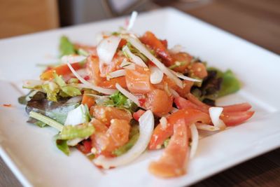 Close-up of meal served in plate