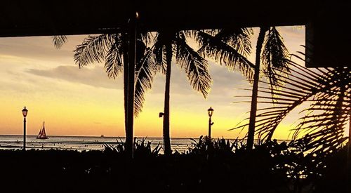 Scenic view of sea at sunset