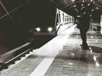 Railroad tracks in tunnel