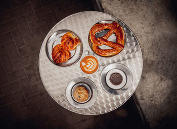 High angle view of food on table