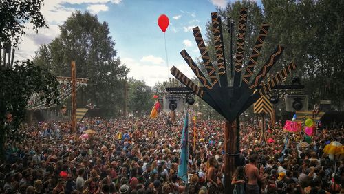 Group of people in front of building