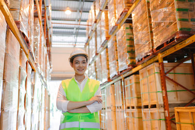 Portrait of woman working in building