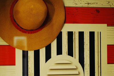 Close-up of hat on wall