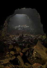 View of rock formations at night