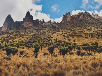 Scenic mountain landscapes against sky, mount kenya national park 