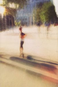 Blurred motion of woman