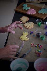 High angle view of person having cookies