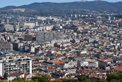 High angle shot of townscape