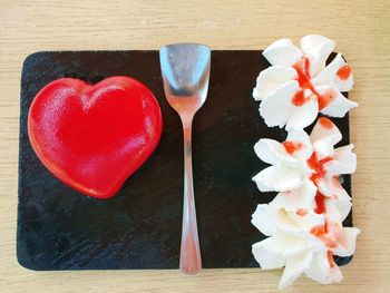 Directly above shot of heart shape on table