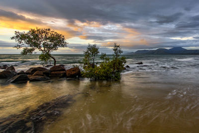 Scenic view of sea against sky during sunset