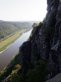 Scenic view of rocky mountains against clear sky