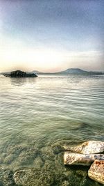 Scenic view of sea against clear sky