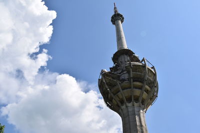 Low angle view of eiffel tower against sky