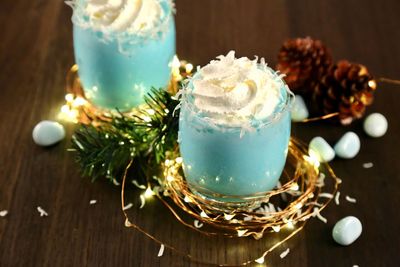 Close-up of christmas decoration on table