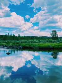 Scenic view of lake against sky