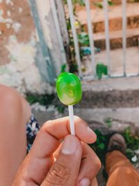 Low section of person holding lollipop