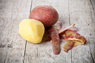 Close-up of fruit on wooden table