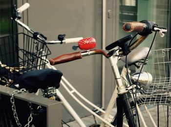 Close-up of bicycle in basket