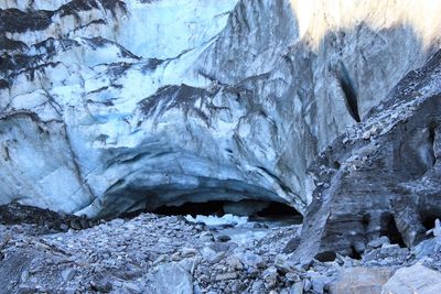 Frozen water on rock