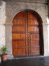 Open door of old building