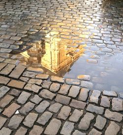 Reflection of puddle on water