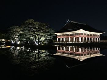 Illuminated built structure at night