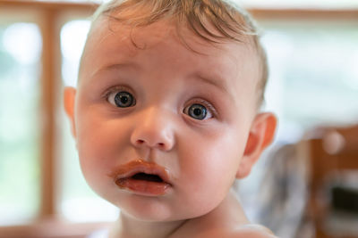 Close-up portrait of cute baby boy