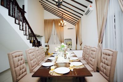 View of dining table at home