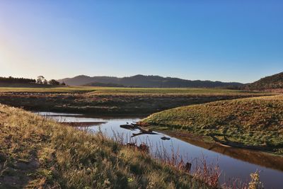 Scenic view of landscape against clear sky