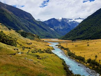 Scenic view of mountains against sky