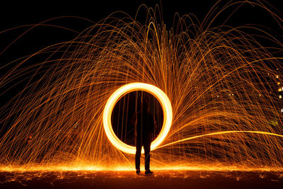 Full frame shot of illuminated fire at night