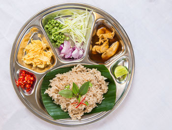 High angle view of food in bowl