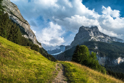 Landscape around grindelwald and river swarze lütschine, switzerland