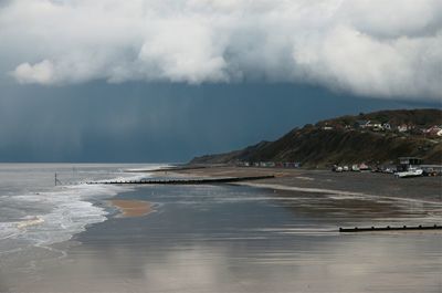 Scenic view of beach against sky