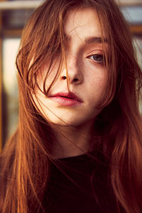 Close-up portrait of a beautiful young woman