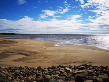 Scenic view of beach against sky